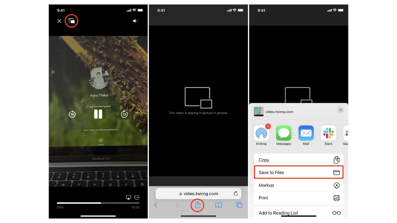 Another method to save a video file using Safari on iOS