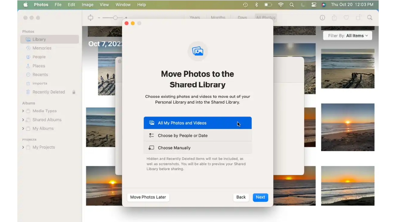Move photos to the shared library